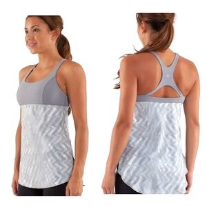 Lululemon Women's Venus Tank Blazer Top Fossil Size 4 Built-in Bra Grey